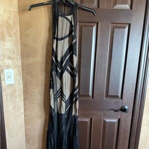 NWT Black and Beige Geometric lace maxi dress